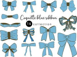 Sammlung von Kokette Blau Bänder im verschiedene Stile und Designs vektor