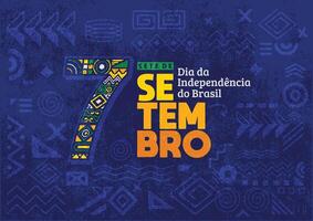 oberoende dag av Brasilien affisch bakgrund flygblad och social media posta med ritad för hand geometrisk form grunge textur. vektor