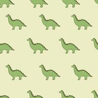 en mönster med grön dinosaurier på en ljus grön bakgrund vektor