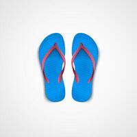 blå flip flops med röd remmar på en vit bakgrund vektor