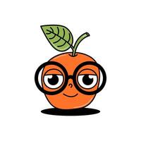 zurück zu Schule seltsam Charakter. komisch Apfel mit Brille mit süß Gesicht. groovig Element auf ein transparent Hintergrund. zeitgenössisch Illustration. vektor