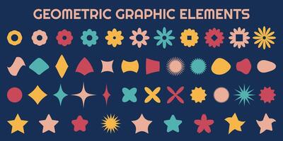 uppsättning av abstrakt estetisk y2k geometrisk former och element. svart vit retro primitiv figur. vektor