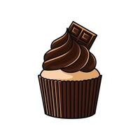 süß und einfach braun Schokolade Cupcake isoliert auf ein Weiß Hintergrund vektor