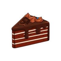 köstlich Scheibe von Schokolade Kuchen Brownies mit braun dunkel Schokolade im ein Weiß Hintergrund vektor