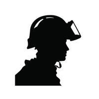 Profil Silhouette von ein Feuerwehrmann im voll Ausrüstung vektor