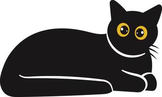 internationell katt dag silhuett med gul ögon. isolerat tecknad serie illustration vektor