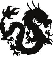 Chinesisch Drachen Silhouette, Chinesisch Tierkreis. isoliert schwarz Silhouette auf Weiß Hintergrund. vektor