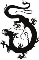 kinesisk drake silhuett, kinesisk zodiaken. isolerat svart silhuett på vit bakgrund. vektor