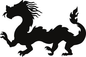 Chinesisch Drachen Silhouette, Chinesisch Tierkreis. isoliert schwarz Silhouette auf Weiß Hintergrund. vektor