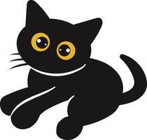 internationell katt dag silhuett med gul ögon. isolerat tecknad serie illustration vektor