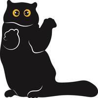 International Katze Tag Silhouette mit Gelb Augen. isoliert Karikatur Illustration vektor