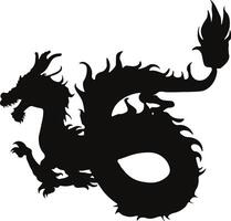 Chinesisch Drachen Silhouette, Chinesisch Tierkreis. isoliert schwarz Silhouette auf Weiß Hintergrund. vektor