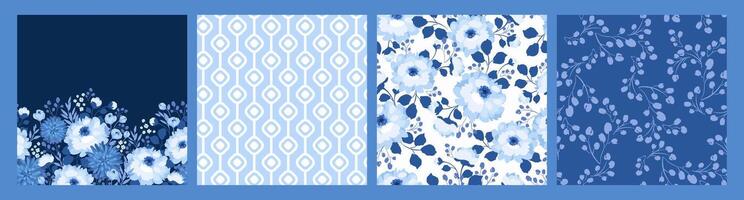Blau Blumen- nahtlos Muster. Design zum Papier, Abdeckung, Stoff, Innere Dekor und andere Verwendet vektor