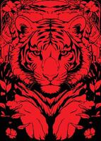 de bakgrund funktioner röd abstrakt Ränder, inspirerad förbi tiger mönster och löv vektor