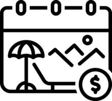 schwarz Linie Symbol zum bezahlt Ferien vektor