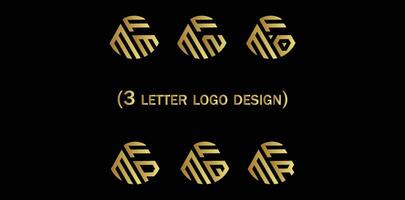 kreativ 3 Brief Logo Design fmm, fmn, fmo, fmp, fmq, fmr, vektor