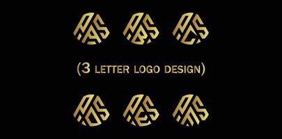 kreativ 3 Brief Logo Design psa, psb, psc, , pse, psf, vektor