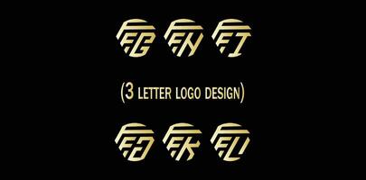 kreativ 3 Brief Logo design, ffg, ffh, ffi, ffj, ffk, ffl, vektor