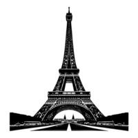 svart och vit illustration av de eiffel torn sightseeing i paris vektor