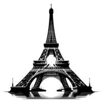 schwarz und Weiß Illustration von das Eiffel Turm Besichtigung im Paris vektor