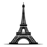 schwarz und Weiß Illustration von das Eiffel Turm Besichtigung im Paris vektor