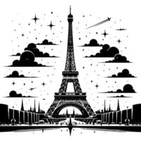 schwarz und Weiß Illustration von das Eiffel Turm Besichtigung im Paris vektor