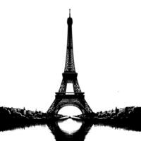 schwarz und Weiß Illustration von das Eiffel Turm Besichtigung im Paris vektor