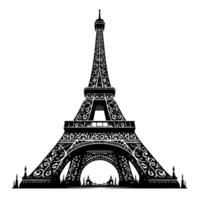 schwarz und Weiß Illustration von das Eiffel Turm Besichtigung im Paris vektor