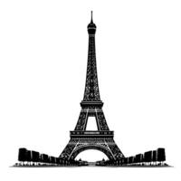 schwarz und Weiß Illustration von das Eiffel Turm Besichtigung im Paris vektor