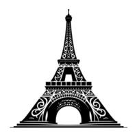 schwarz und Weiß Illustration von das Eiffel Turm Besichtigung im Paris vektor