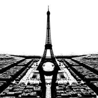 svart och vit illustration av de eiffel torn sightseeing i paris vektor