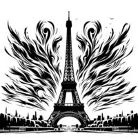 schwarz und Weiß Illustration von das Eiffel Turm Besichtigung im Paris vektor