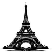 svart och vit illustration av de eiffel torn sightseeing i paris vektor