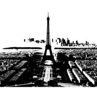 schwarz und Weiß Illustration von das Eiffel Turm Besichtigung im Paris vektor