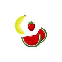 Wassermelone, Erdbeere und Banane Clip Art vektor