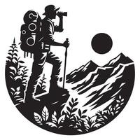 eben Wandern Mann Illustration. vektor