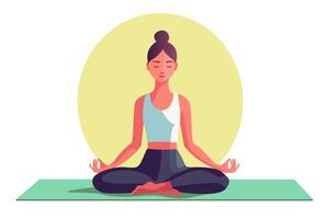 Frau im Lotus Pose. Pilates, Yoga, Meditation. vektor