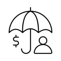 Geld Tasche unter Regenschirm, ein Konzept von finanziell Versicherung Symbol im modern Stil vektor