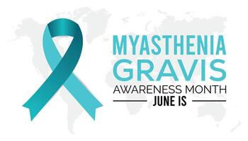 Myasthenie schwer Bewusstsein Monat beobachtete jeder Jahr im Juni. Vorlage zum Hintergrund, Banner, Karte, Poster mit Text Inschrift. vektor