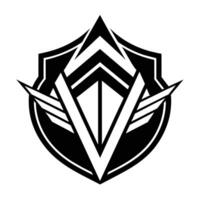 elegant svart och vit skydda logotyp terar geometrisk former för en djärv och professionell se, en elegant och modern cocktail terar geometrisk former och metallisk accenter vektor
