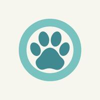 ein Hunde Pfote platziert Innerhalb ein Kreis auf ein Weiß Hintergrund, Kunst ein minimalistisch Logo Hervorheben ein Single Haustier Pfote im ein sauber und unkompliziert Design vektor