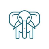 Nahansicht von ein Elefanten Kopf mit ein lang, gebogen Stoßzahn Ausdehnung majestätisch, Design ein sauber und minimalistisch Logo mit ein Single Linie zu darstellen ein Elefant vektor