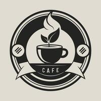 en kopp av kaffe Nästa till en sked och flera olika skedar på en tabell, experimentera med svartvit och duotone paletter för en minimalistisk Kafé logotyp design vektor