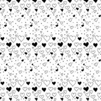 schwarz und Weiß Hand gezeichnet Liebe Gekritzel Herzen Muster Hintergrund vektor