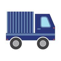 platt stil blå leverans lastbil ikon vektor