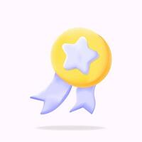 Star Medaille Abzeichen zum Gewinner 3d Illustration Symbol vektor