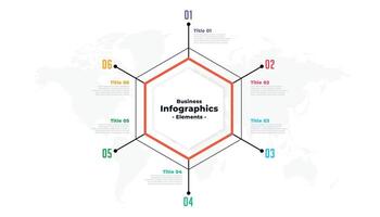 sex steg tunn linje företag infographic presentation mall vektor