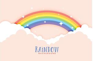 süßes Regenbogen- und Wolkenrosa-Hintergrunddesign vektor