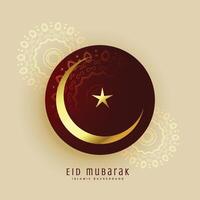 islamic eid mubarak måne och stjärna design vektor