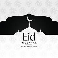 eid Mubarak islamisch Gruß mit Moschee vektor